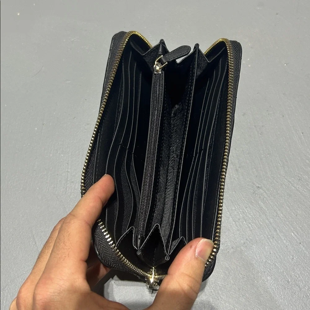 Kate Spade New York Black Diamond Quilted Pattern Leather Wallet